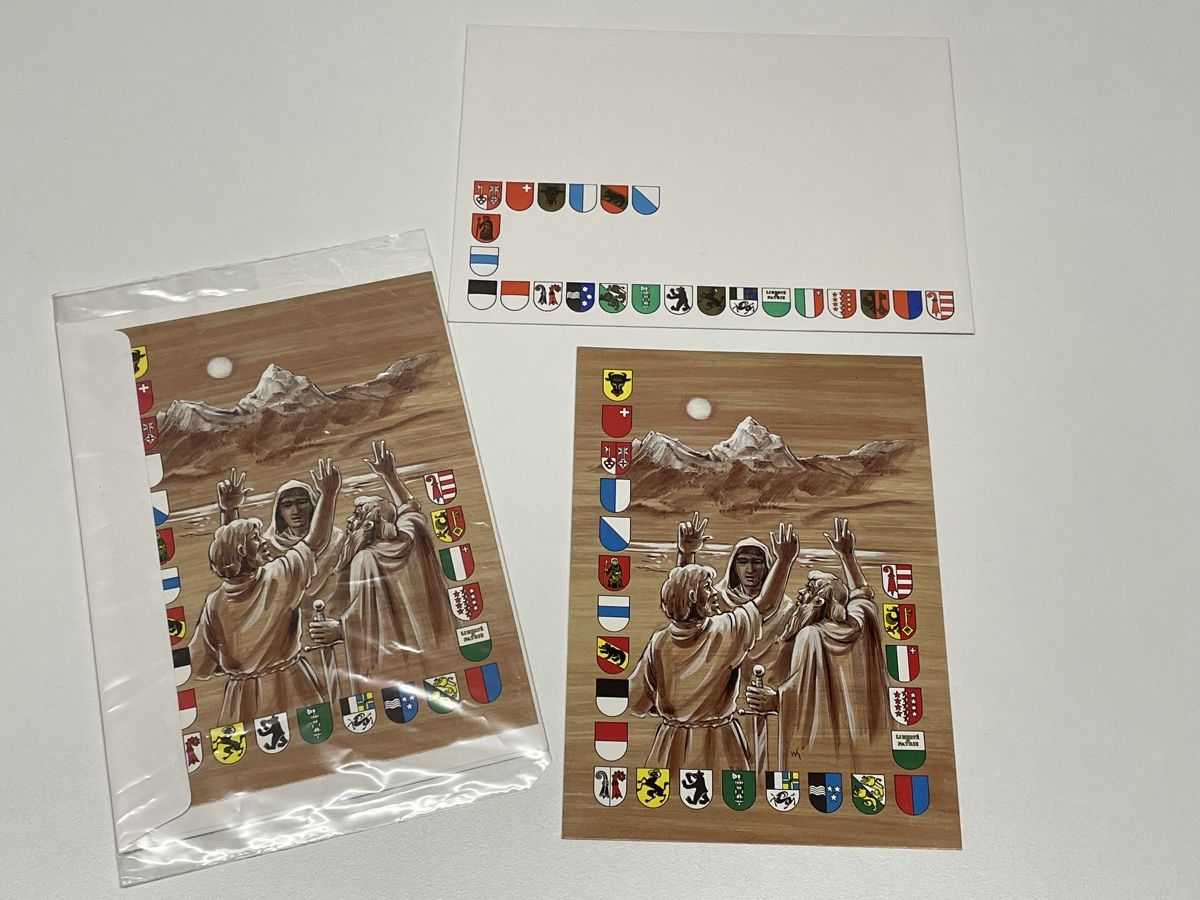 Cartoline postali: 2 AK mit Couvert / Eidgenossenschaft Rütlischur – Nuovo (secondo la descrizione) da Rümlang venduto da euqinom16