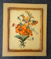 Holzbild - Farbdruck auf Holz Bild mit Blumenstrauss Alt