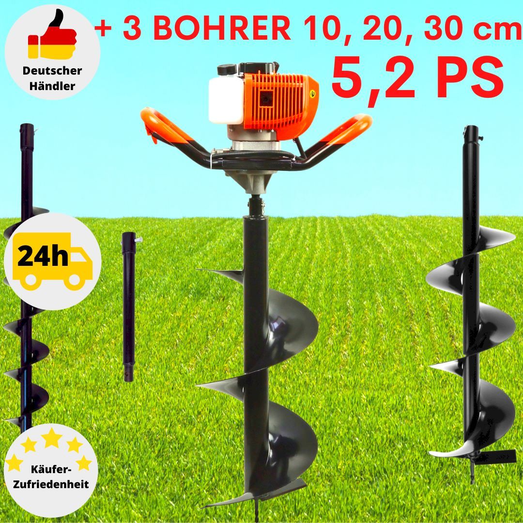 Bodenbearbeitungsgeräte: Erdbohrer Erdlochbohrer 5,2 PS Set 300mm – Neu und originalverpackt aus Bottighofen von