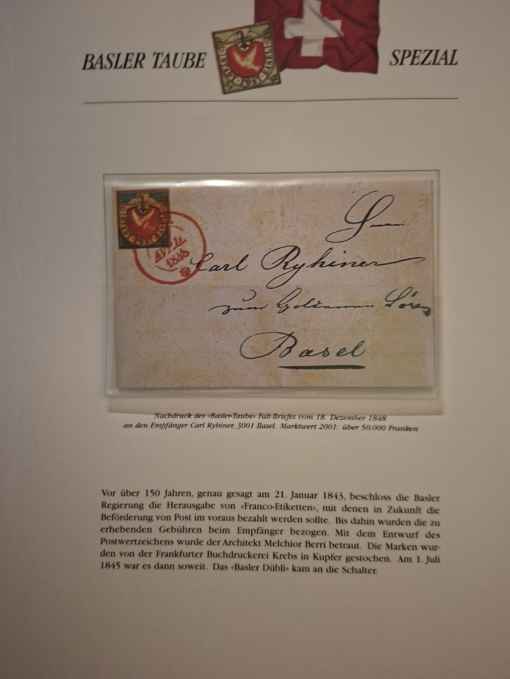 Tutti i francobolli: Baslertaube Nachdruck / Fac Smile  – Usato da Balgach venduto da SIMEON27 1