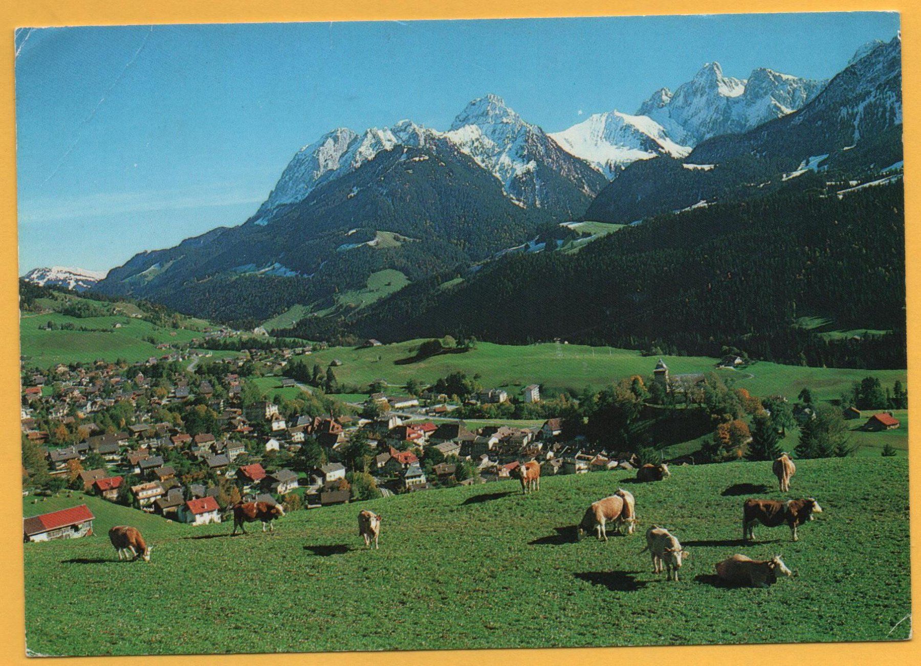 Ansichtskarten: CHÂTEAU D'OEX Vue générale - vaches – Gebraucht aus Jona von philajona