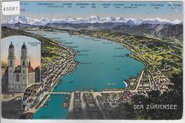 Zürich - Der Zürichsee - Panorama - Litho