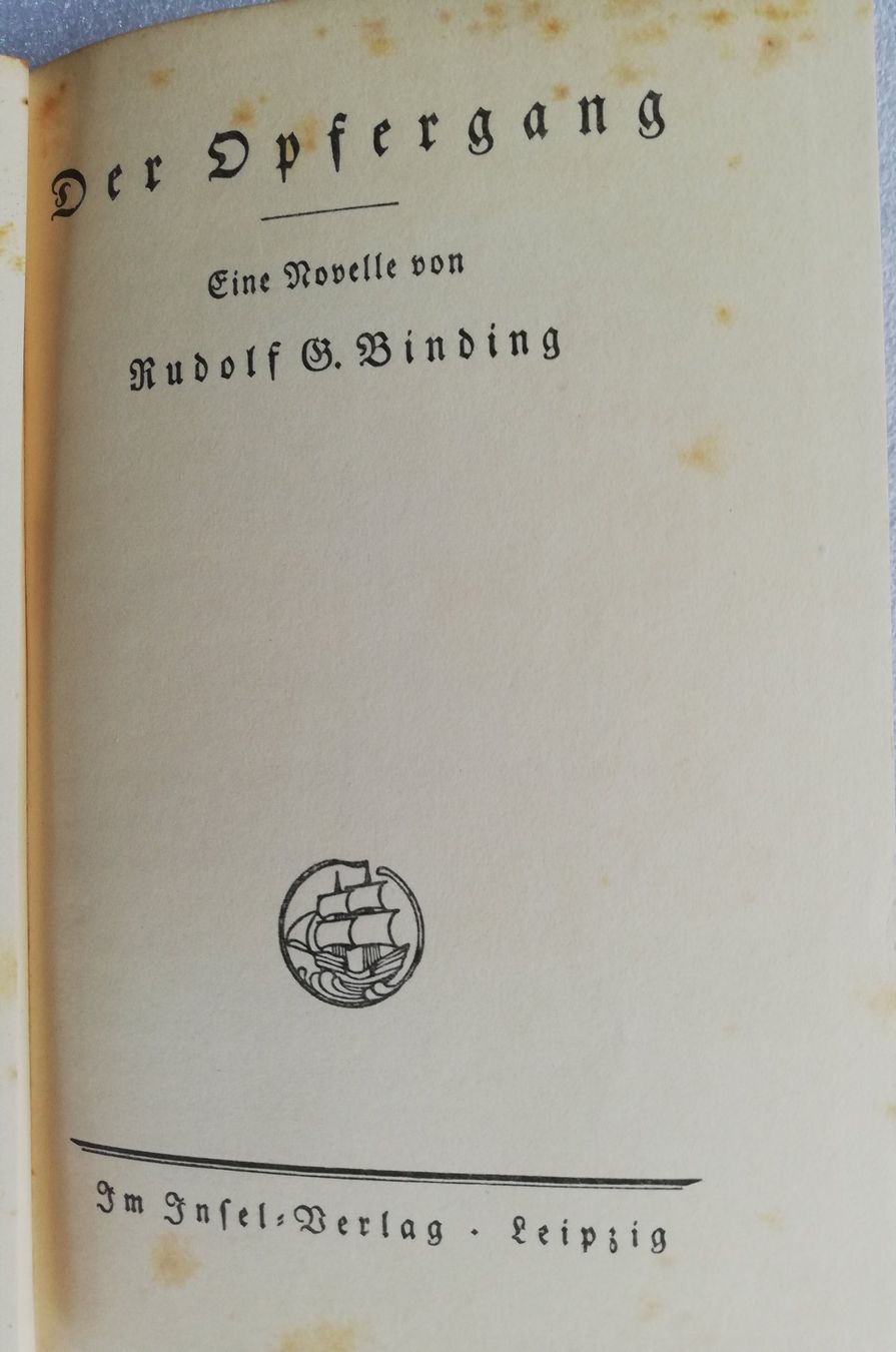 Libri: Der Opfergang - Rudolf B. Binder – Usato da Hildisrieden venduto da Malve 1