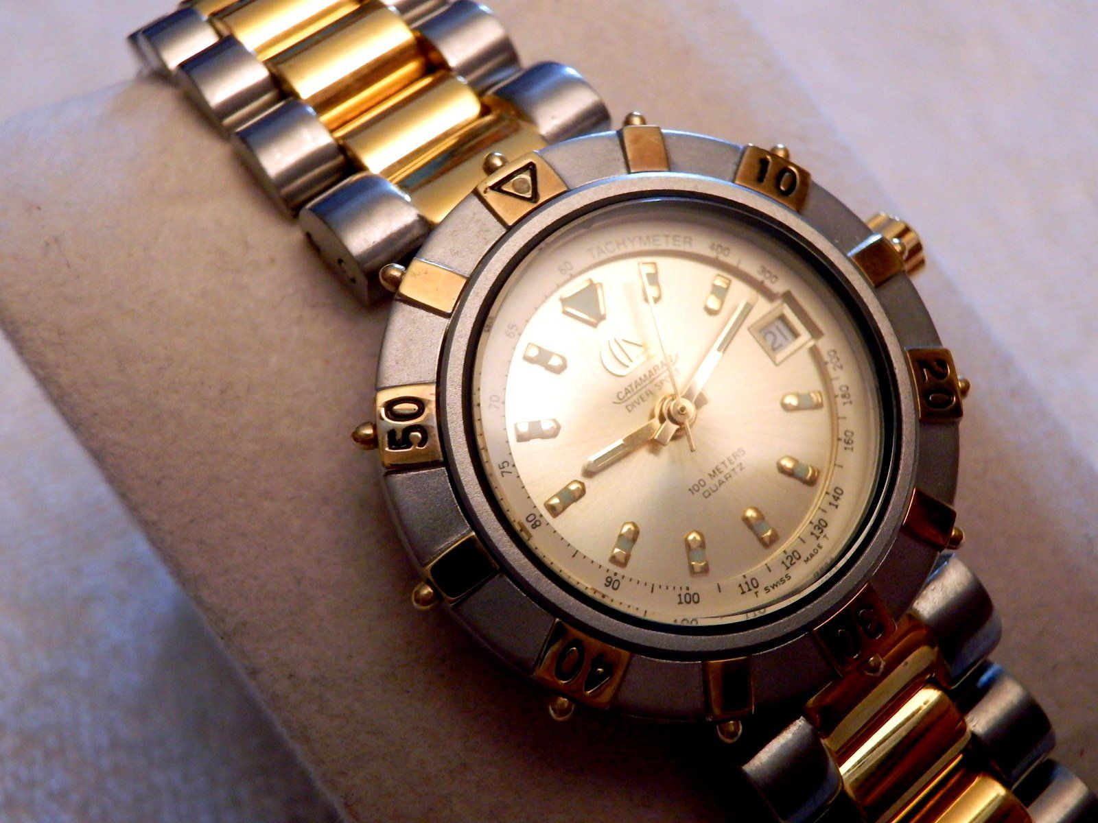 Orologi: Catamaran, Quartz, Tachymeter, Datum, drehbare Lünette, 27mm – Usato da Ueberstorf venduto da dinbau