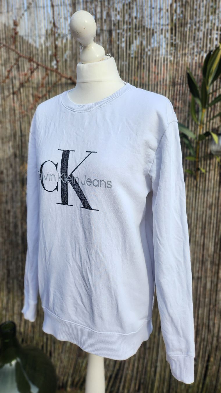 Calvin Klein Maglioni & Felpe: Pull blanc CK, taille M, coton 100% – Usato da Agiez venduto da chouchanelle 1