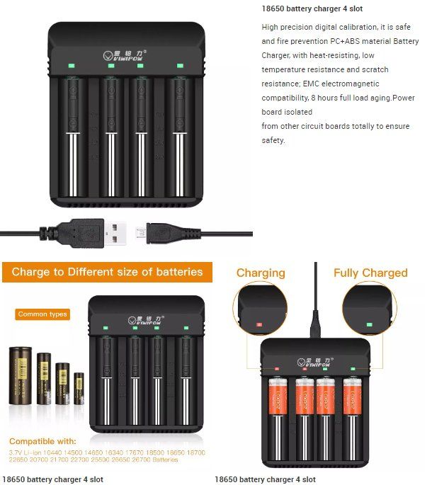 Accus & piles: High performance 4 Bay Smart Battery Charger 18650 – D'occasion à Ermatingen par rik4rdo 2