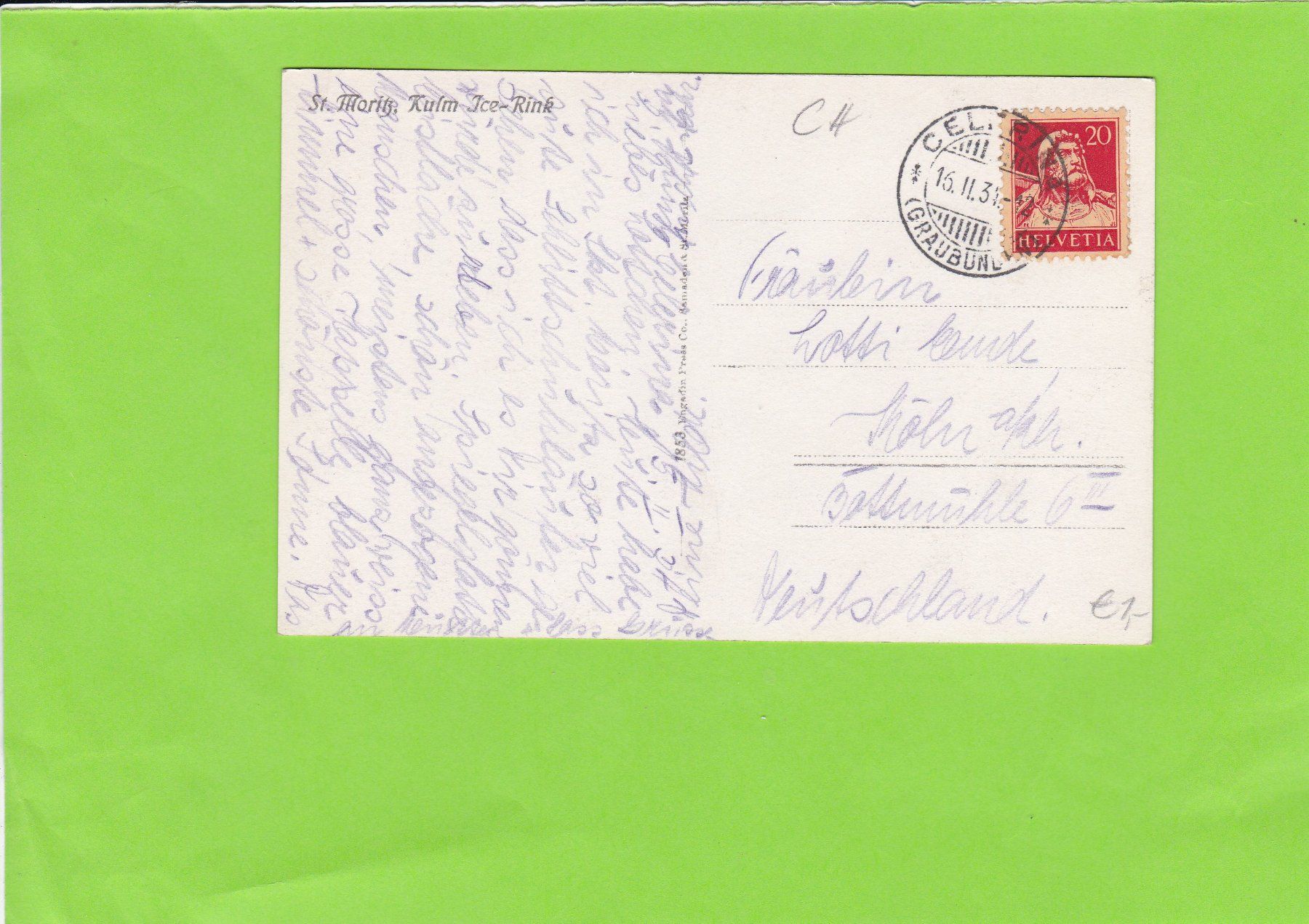 Cartes postales: St. Moritz Kulm, Jce Rink--belebt – D'occasion à St. Peterzell par neckertal 1