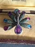 Silber Brosche 925, Topase, Amethyste, Smaragde