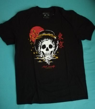 T-Shirt Riot Society L schwarz Totenkopf Motiv