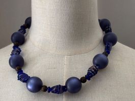 Collier bleu perles en verre de Murano fait main