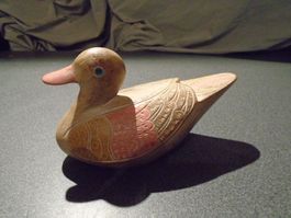 Ente Holz, braun/rosa