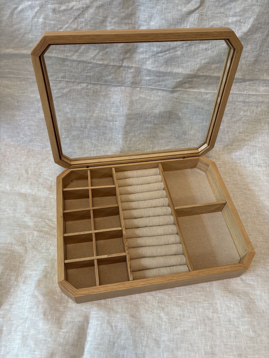 Portagioie: Wunderschöner Schmuckkasten aus Holz mit Glasdeckel – Nuovo (secondo la descrizione) da Bern venduto da Vivacious 1