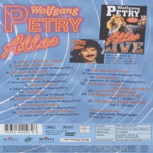 Tutti i DVDs: Petry Wolfgang: Alles DVD – Nuovo (secondo la descrizione) da Steinhausen venduto da Vilivinili 1