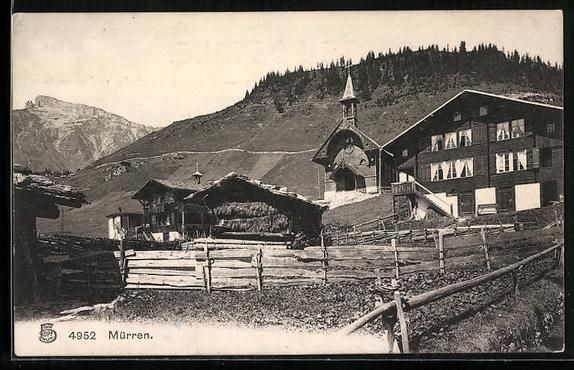 Ansichtskarten: AK Mürren, Teilansicht mit Kapelle – Gebraucht aus Berlin von bartko-reher