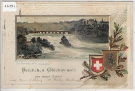 Schaffhausen - Rheinfall Glückwunsch Jahr - Präge-Litho
