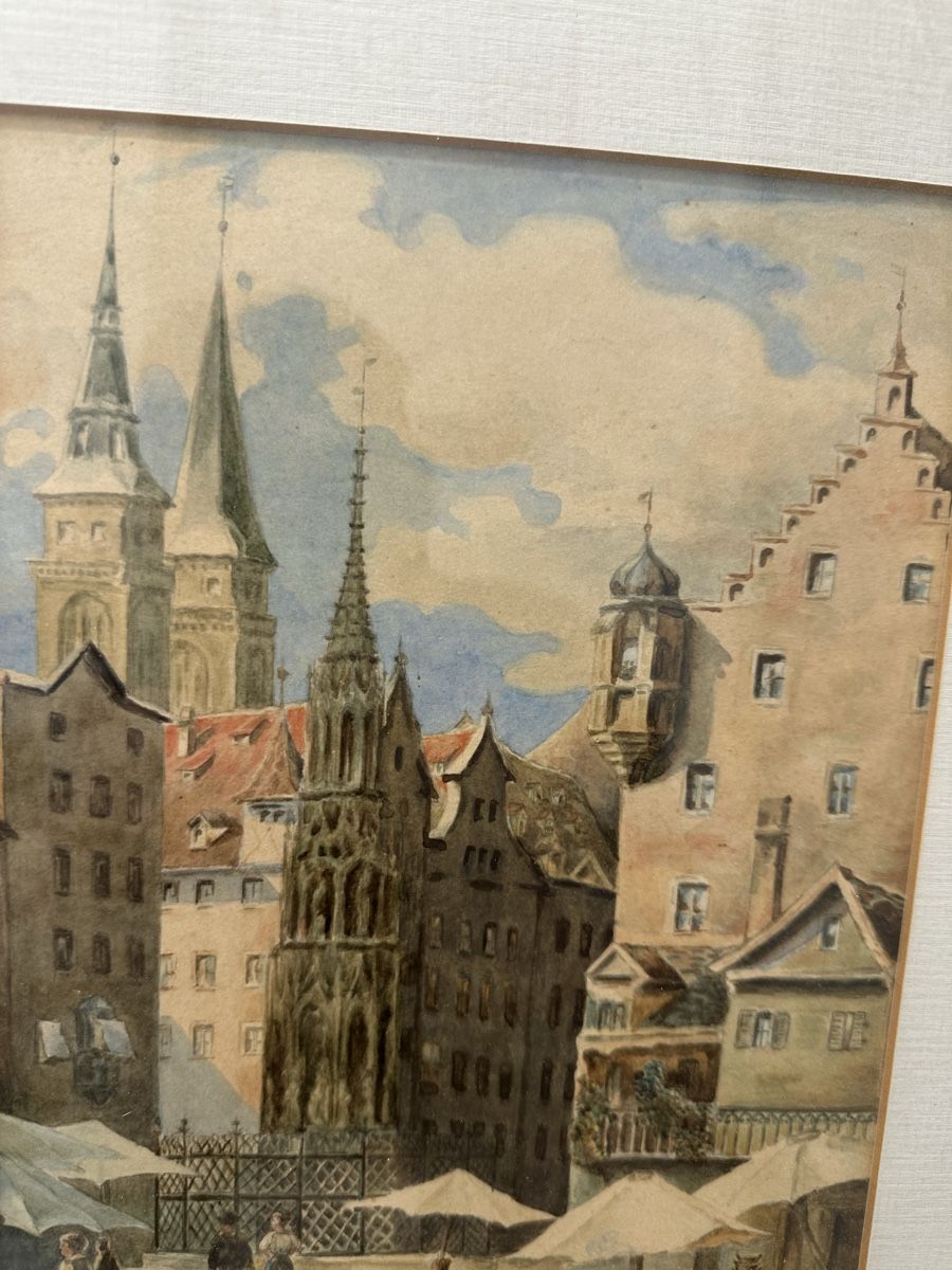 Gemälde: Cezanne Gemälde Aquarell Marktansicht – Gebraucht aus Ebikon von Gaenggeliwaar 3