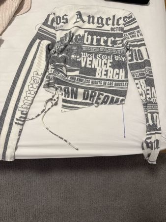 Maglia maniche lunghe stampa grafiche grigio bianco