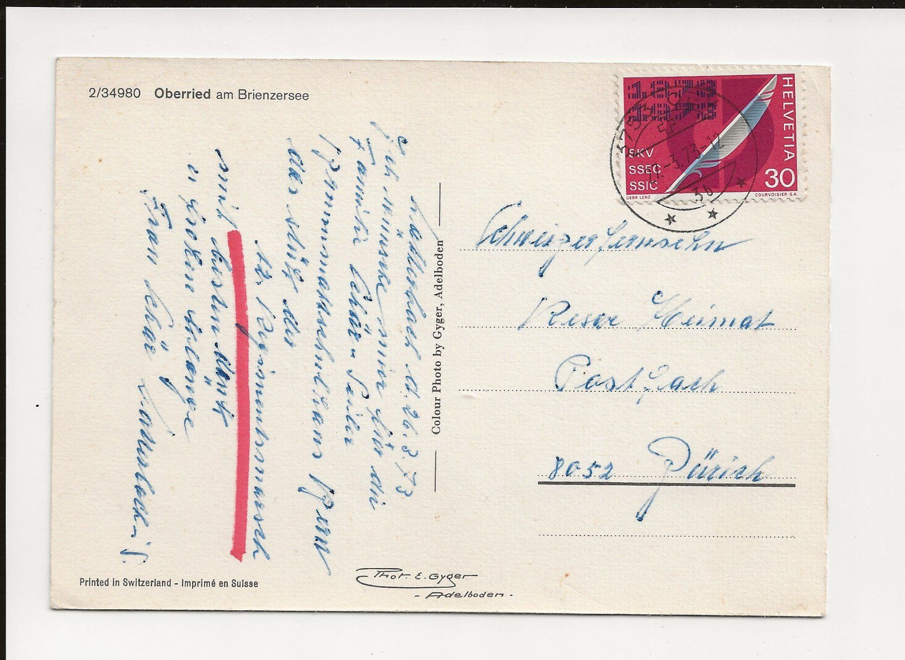 Cartes postales: AK 1973 Oberried am Brienzensee – D'occasion à Greifensee par 315WDO 1