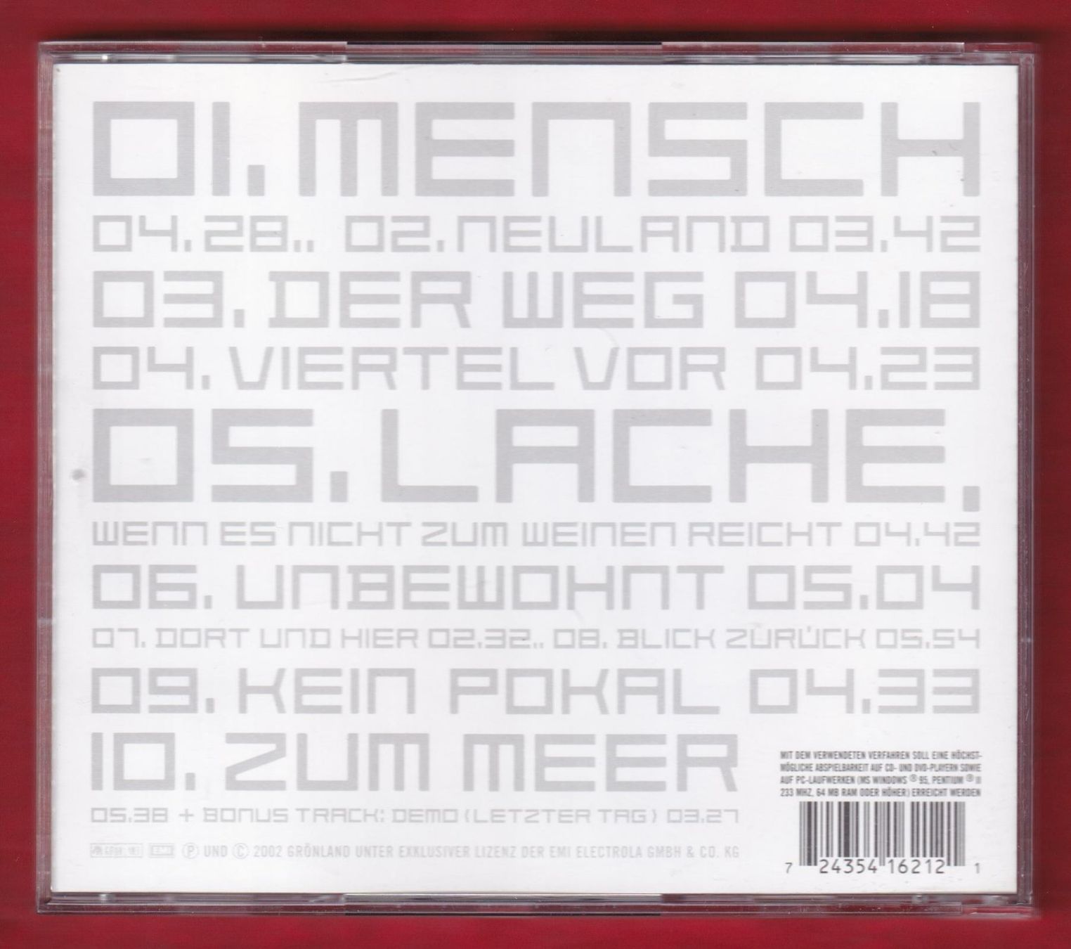 CD: Herbert Grönemeyer - Mensch (CD) – Usato da Zürich venduto da Pfluftl2000 1
