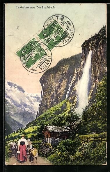 Ansichtskarten: AK Lauterbrunnen, Staubbachfall, 1911 – Gebraucht aus Berlin von bartko-reher
