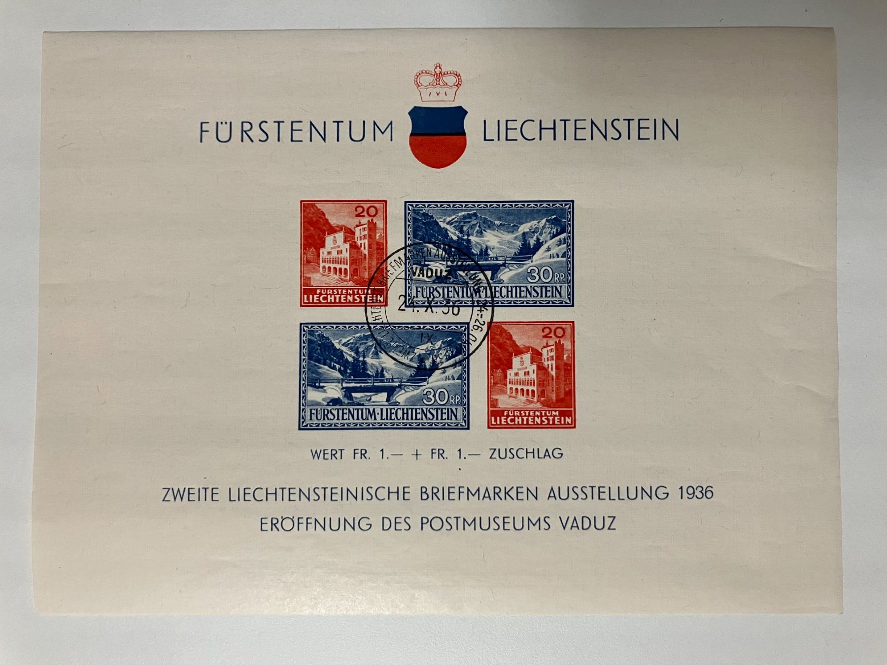 Tutti i francobolli: Mi Bl. 2 mit ET-Stempel, Postmuseum, KP 100.-- – Usato da Würenlos venduto da Eulenpostuhu