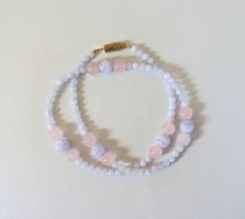 Chalcedon/Rosenquarz Perlenkette