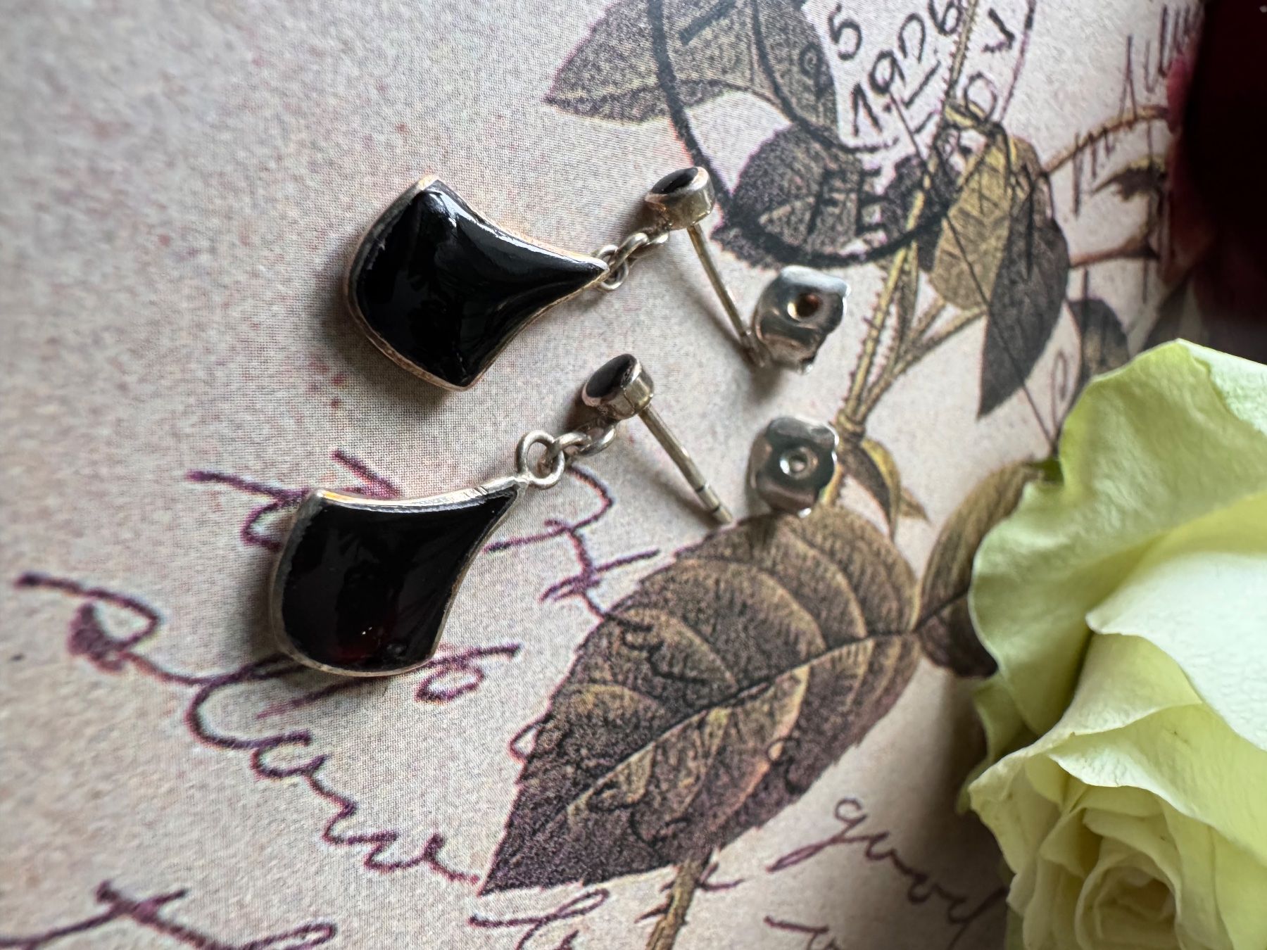 Ohrringe & -stecker: Vintage Onyx in Sterling Silver 925 – Neu (gemäss Beschreibung) aus Zürich von LIBELLA13 1
