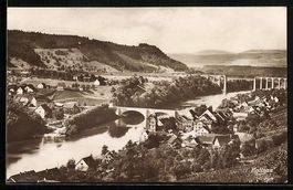 AK Eglisau, Teilansicht mit Brücke