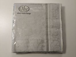 Neu! Serviette 19Stück, orig.VP, Floral-Silbergrau, Twint:Ja