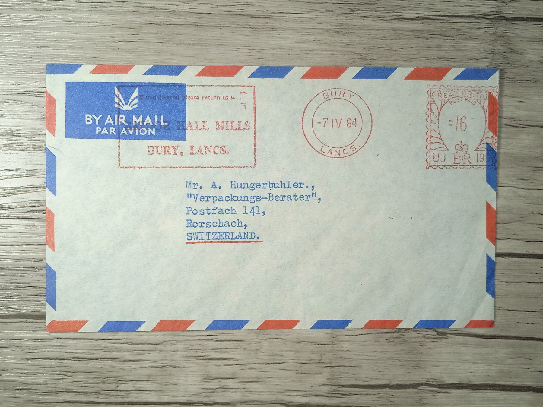 Tutti i francobolli: TR45 Enveloppe + Timbre England 1964 – Usato da Cousset venduto da Patrick_Collections