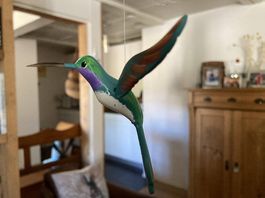 3 handgemalte Kolibris aus Holz
