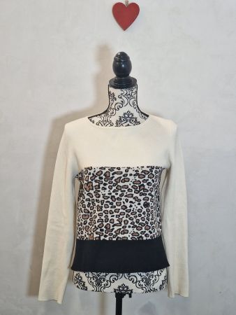 Pullover Blubianco mehrfarbi Leopardenmuster M beige wie neu