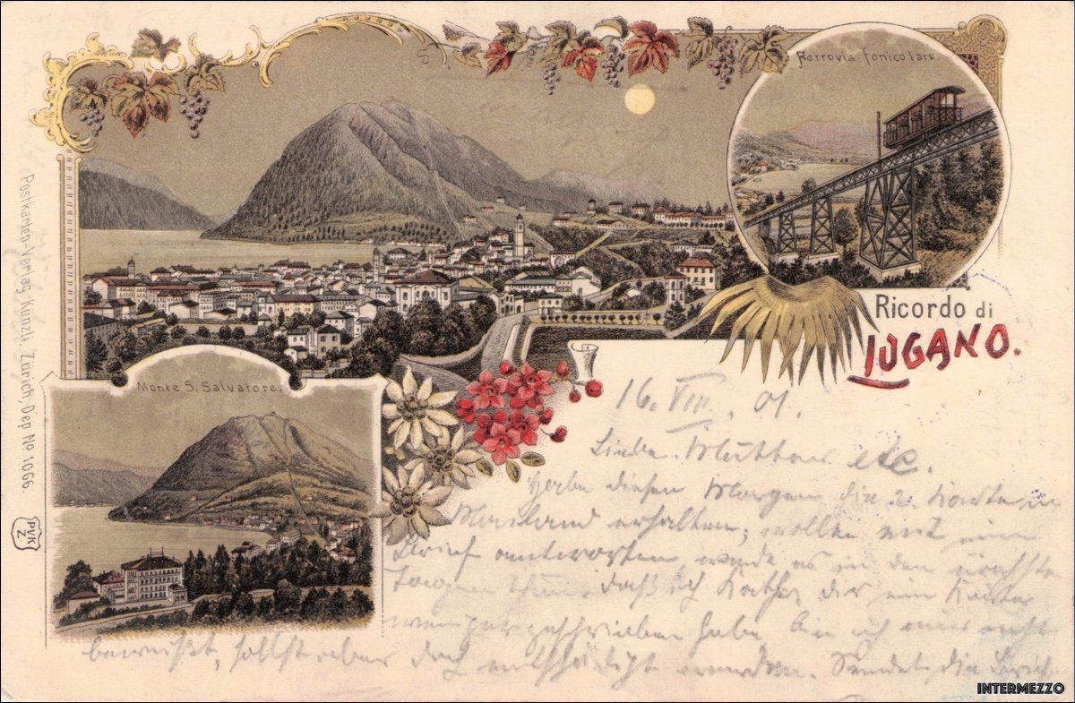 Cartoline postali: Lugano // Litho 1901 / Ricordo da Lugano – Usato da Basel venduto da intermezzo12