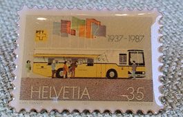 X54 - Pin PTT Bus Helvetia Briefmarke