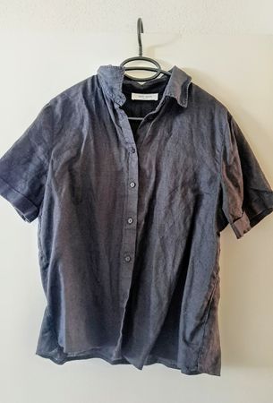 Bluse von Gerry Weber aus Leinen, Grösse M, schwarz kurzarm 