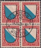 1920, J16 Viererblock mit Stempel ST.GALLEN. K: 360.-+ LUXUS