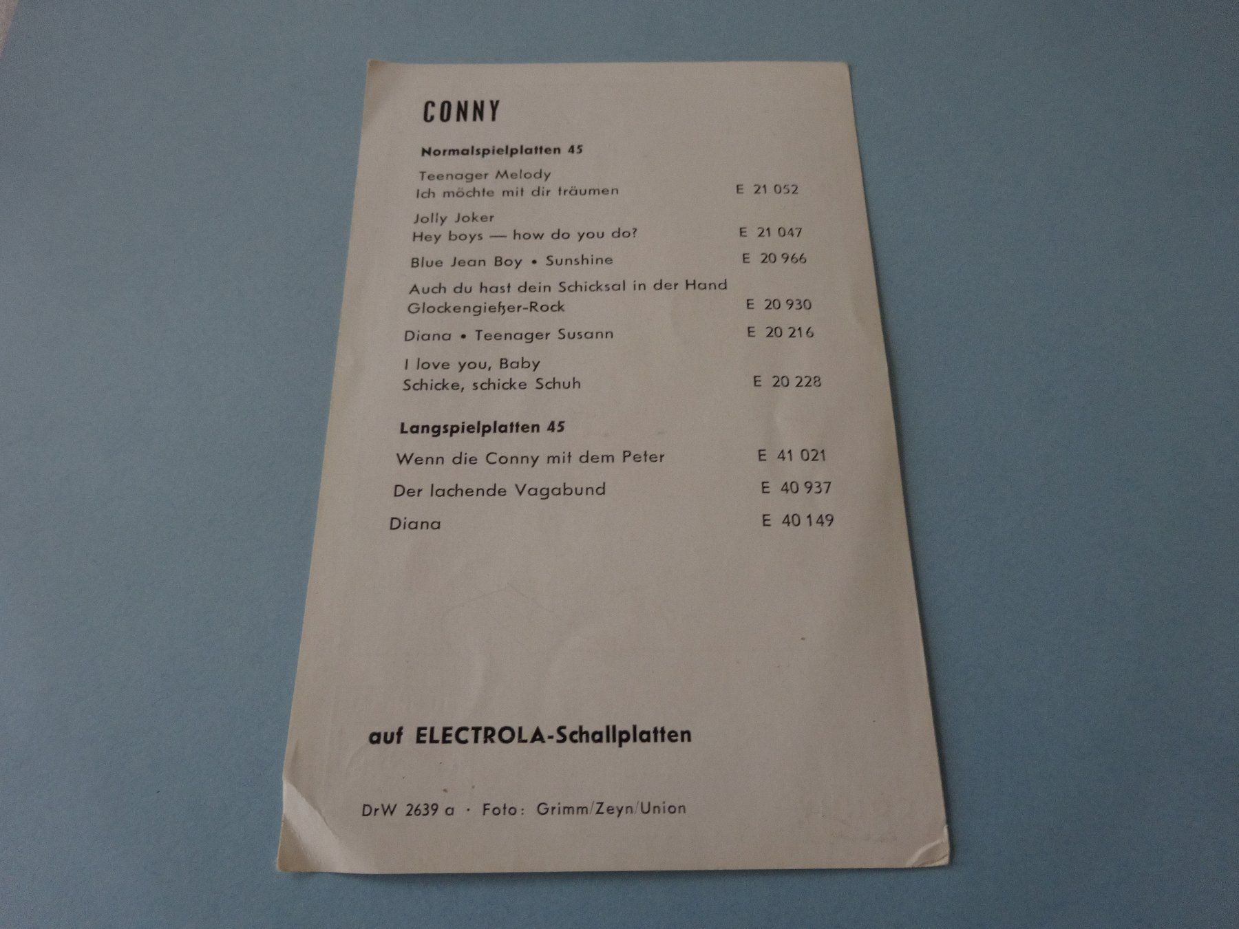 Autografi: Autogrammkarte Conny Elecrola – Usato da Neerach venduto da jenny062 2