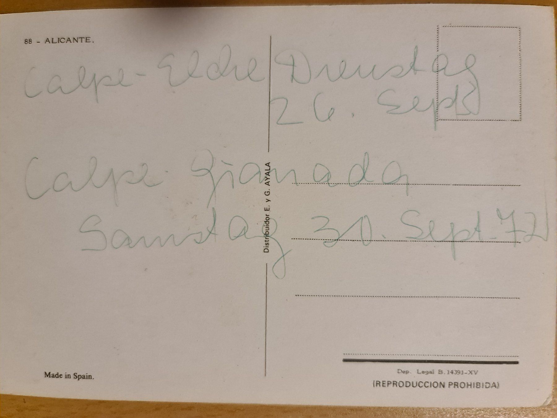 Cartoline postali: Ansichtskarte Alicante Spanien 1972 – Usato da Dintikon venduto da Vexi 1