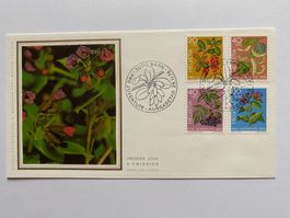 FDC Pro Juventute Heilpflanzen Wald 1976 ET (Seidenbild?)