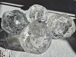 4er Set Eisglas Teelichthalter, Kosta Boda, Top Zustand