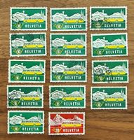 🇨🇭Briefmarken Alpenpost  Set 13x 10 Rappen Helvetia 1x 20 