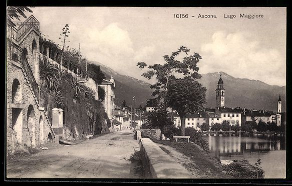 Cartoline postali: AK Ascona, Ortspartie am Lago Maggiore – Usato da Berlin venduto da bartko-reher