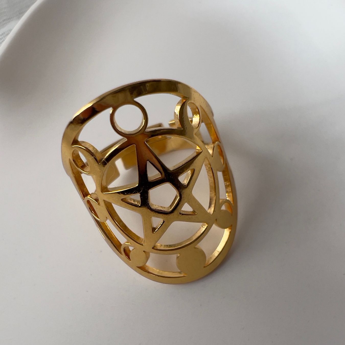 Anelli: Bague en acier inox Pentacle – Nuovo (secondo la descrizione) da Pully venduto da sunaddict 1