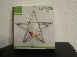 Laterne Stern Klar Deko, Aufhängen, Teelicht, Winterzeit NEU