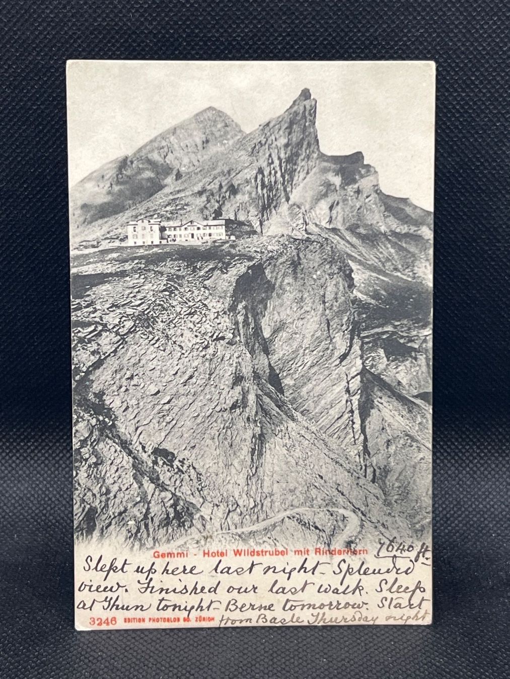 Cartoline postali: Gemmi - Hotel Wildstrubel mit Rinderhorn – Usato da Widnau venduto da Brusi9