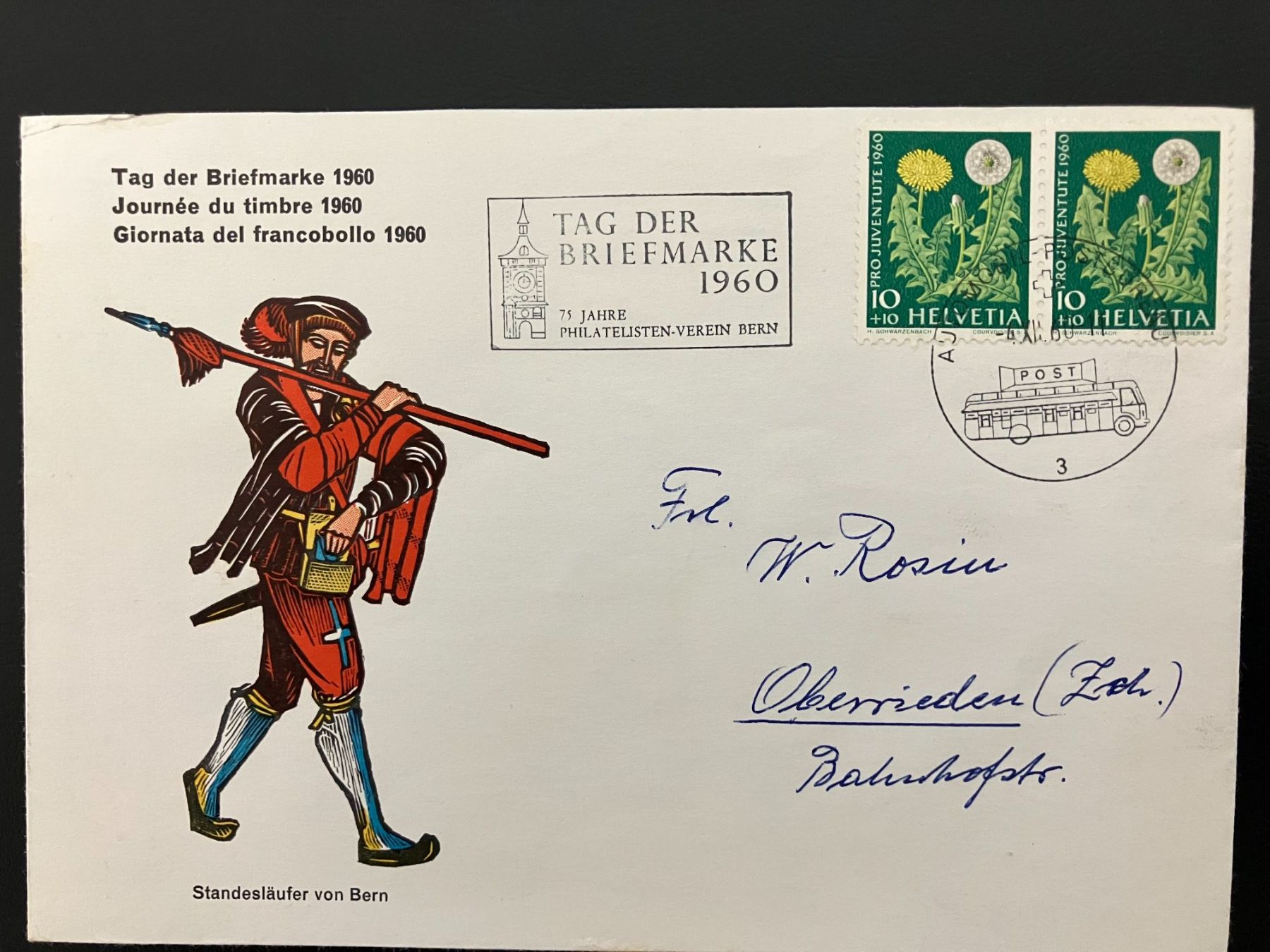 Alle Briefmarken: Couvert Tag der Briefmarke 1960 Bern (J184) – Gebraucht aus Solothurn von Tomtom2910