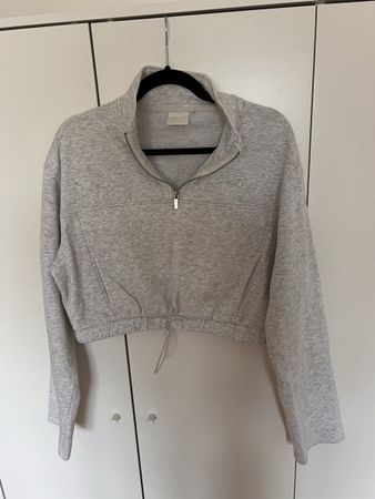 Oceans Apart Crop Zipper Pulli Grau Melange, Gr. M