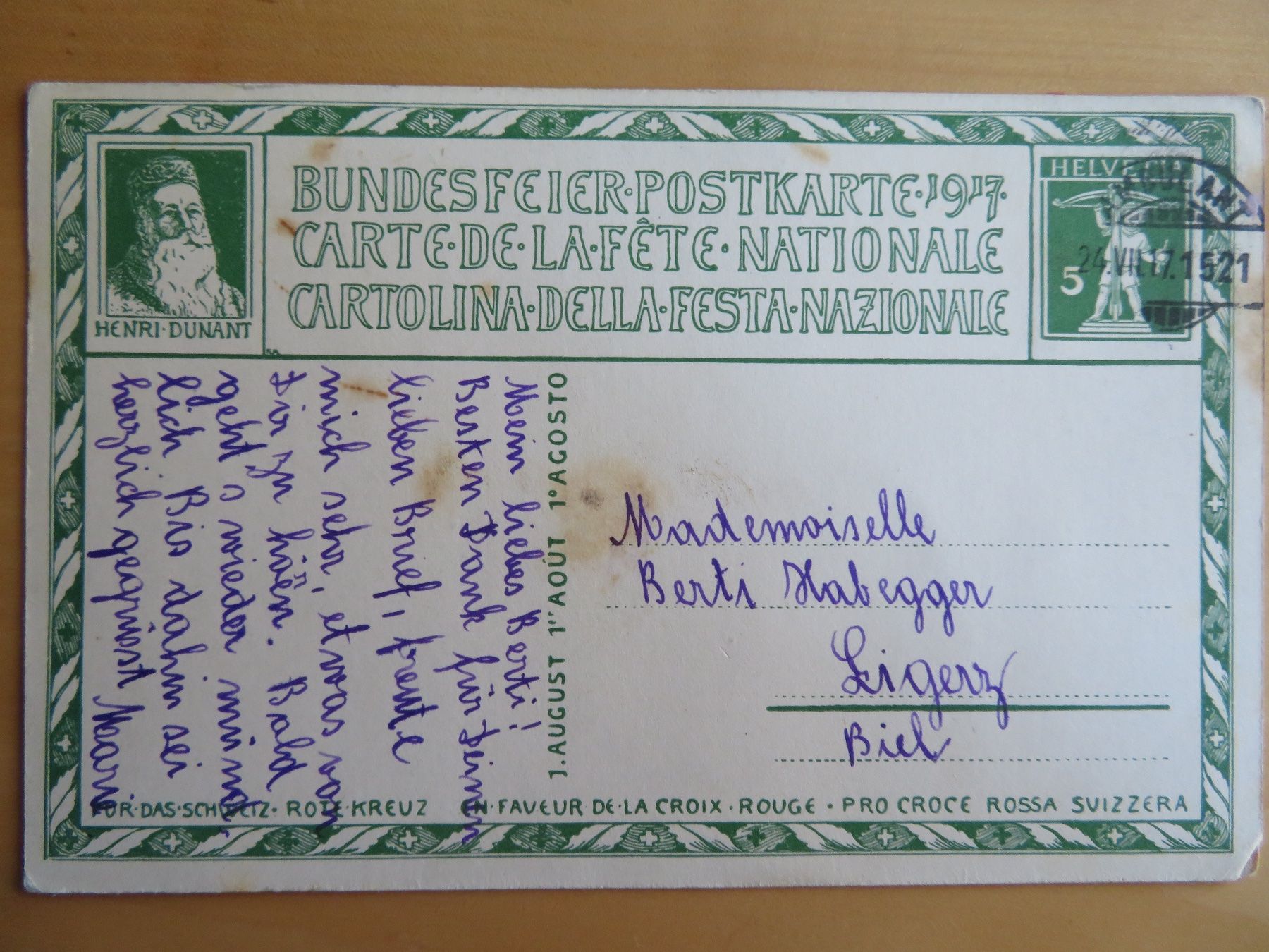 Cartoline postali: Bundesfeier Postkarte 1917 – Usato da Bern venduto da mordswein
