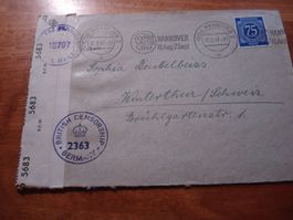 Zensurbrief 1947, Deutsche Post, Werbe-o Exportmesse Hannove