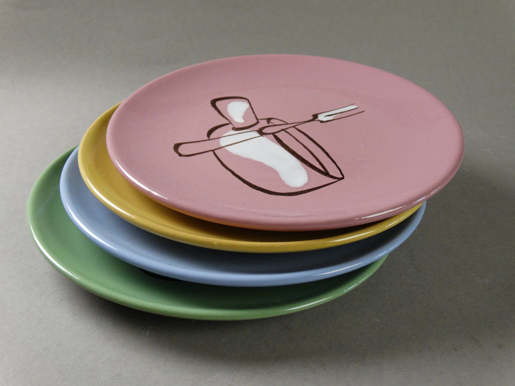 Piatti: 4 hübsche original vintage 50ies Fondue-Teller Rössler 50er – Usato da Grossaffoltern venduto da Bessy202 6